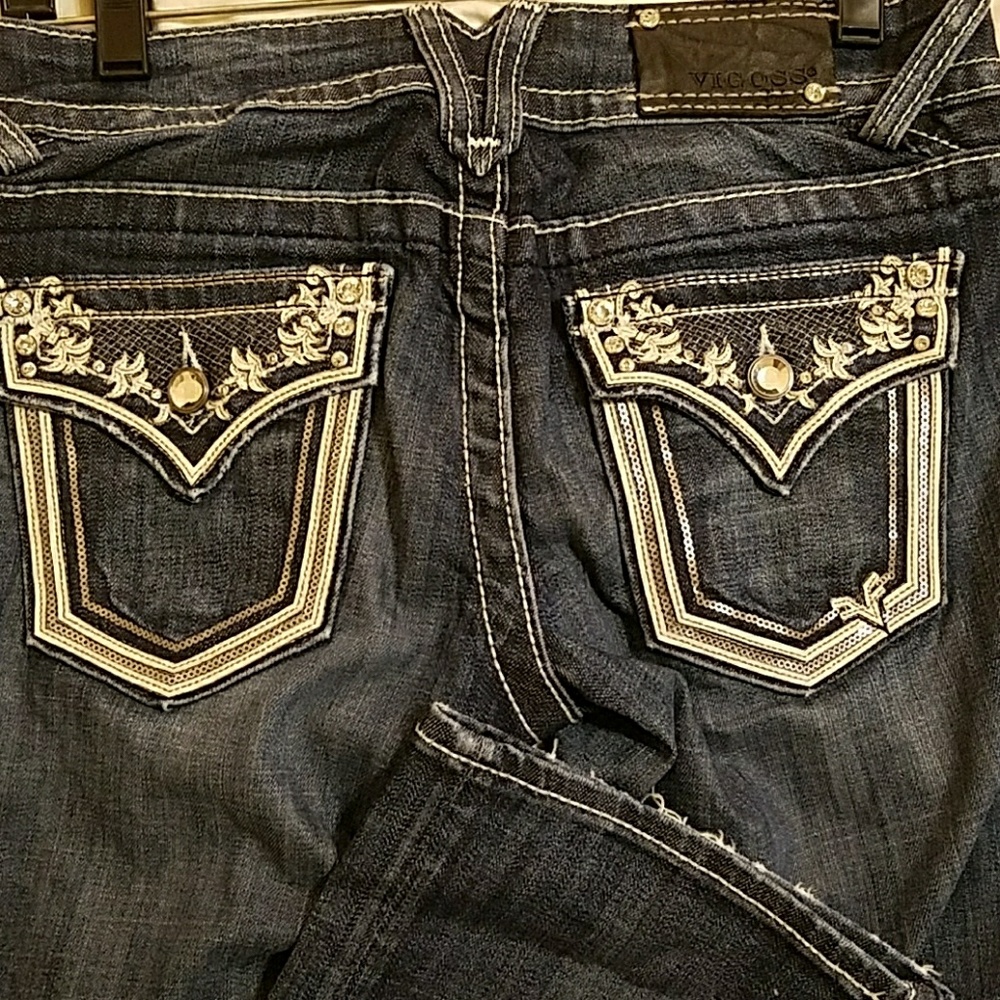 Vigoss Slim Boot Cut Jeans w. embellished pockets